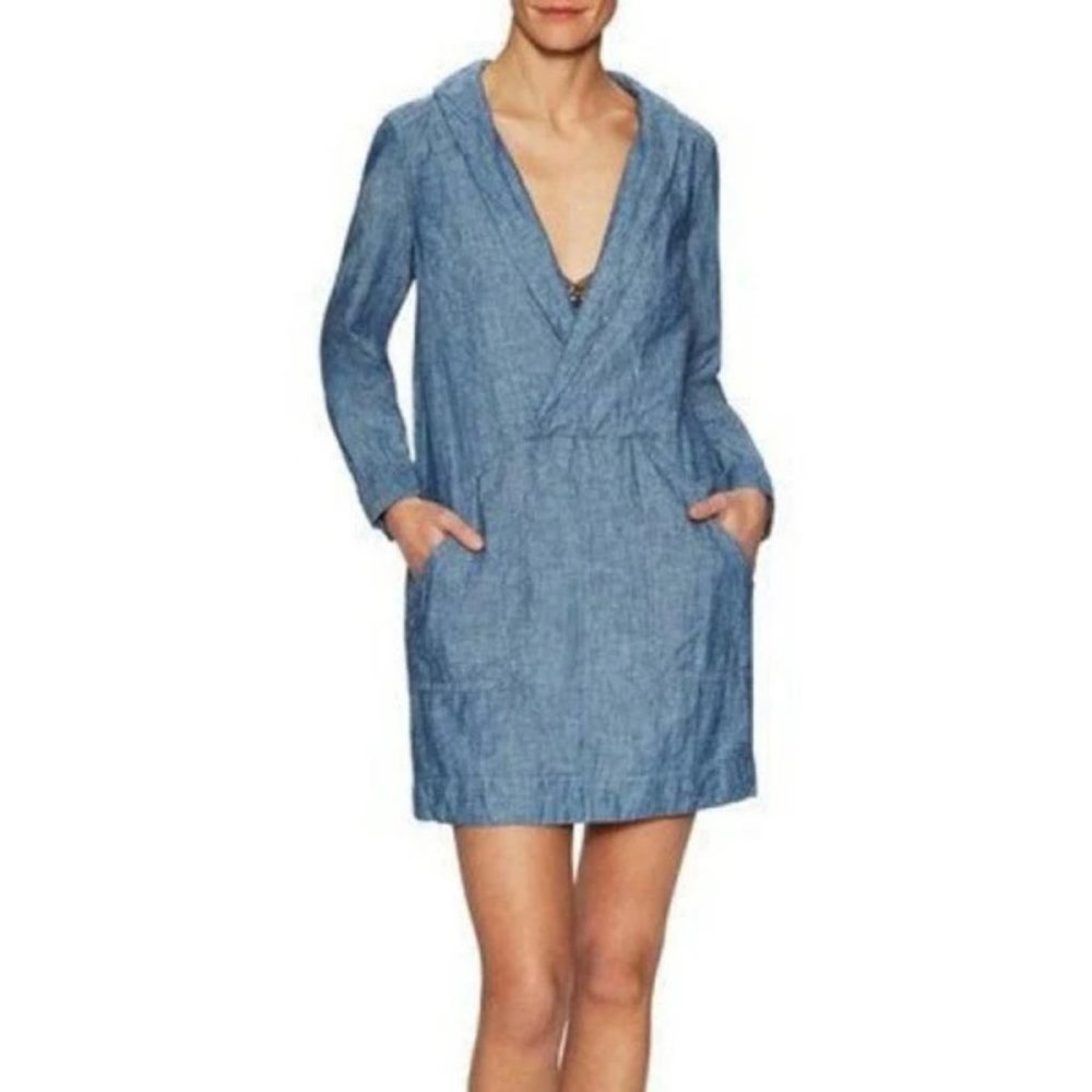 Free People Done Up in Denim Mini Dress. SZ M - Picture 2 of 4